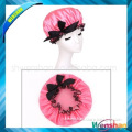 Bubble shower cap with satin and EVA